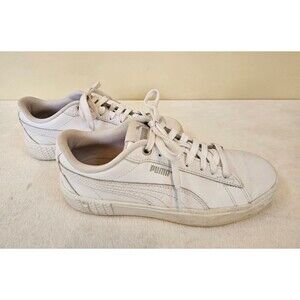 Puma Shoes Womens 7.5 Smash Platform V2 Sneakers 381447-01 White Leather Lace Up
